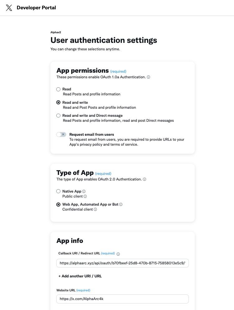 App Auth Settings